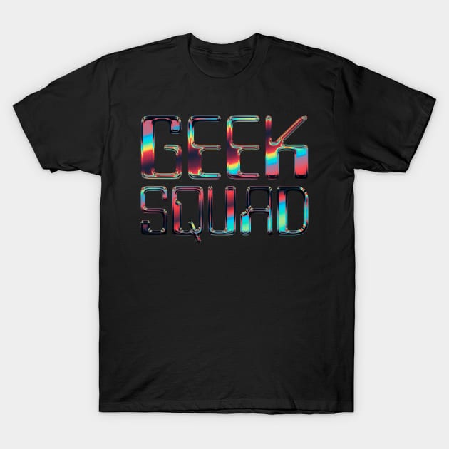 Geek Squad  / Retro Chrome Typographic Design T-Shirt by DankFutura